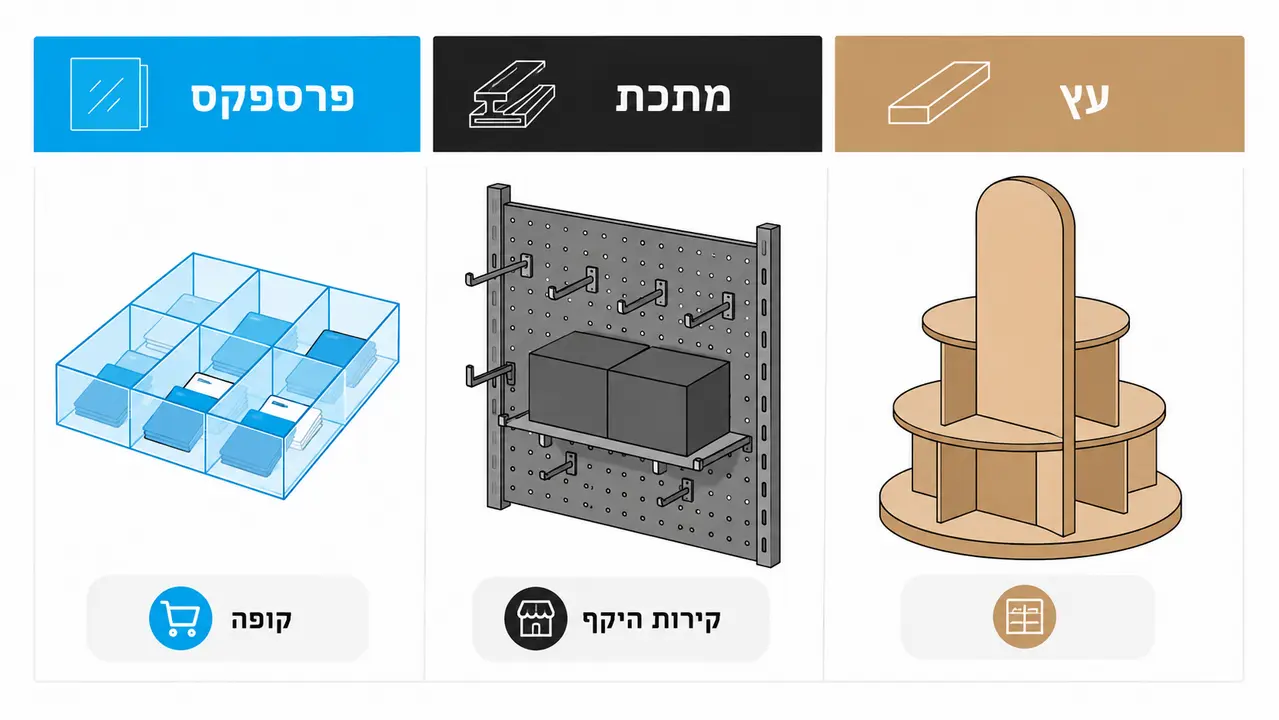 פרספקס, מתכת או עץ למתקני תצוגה בחנות צעצועים