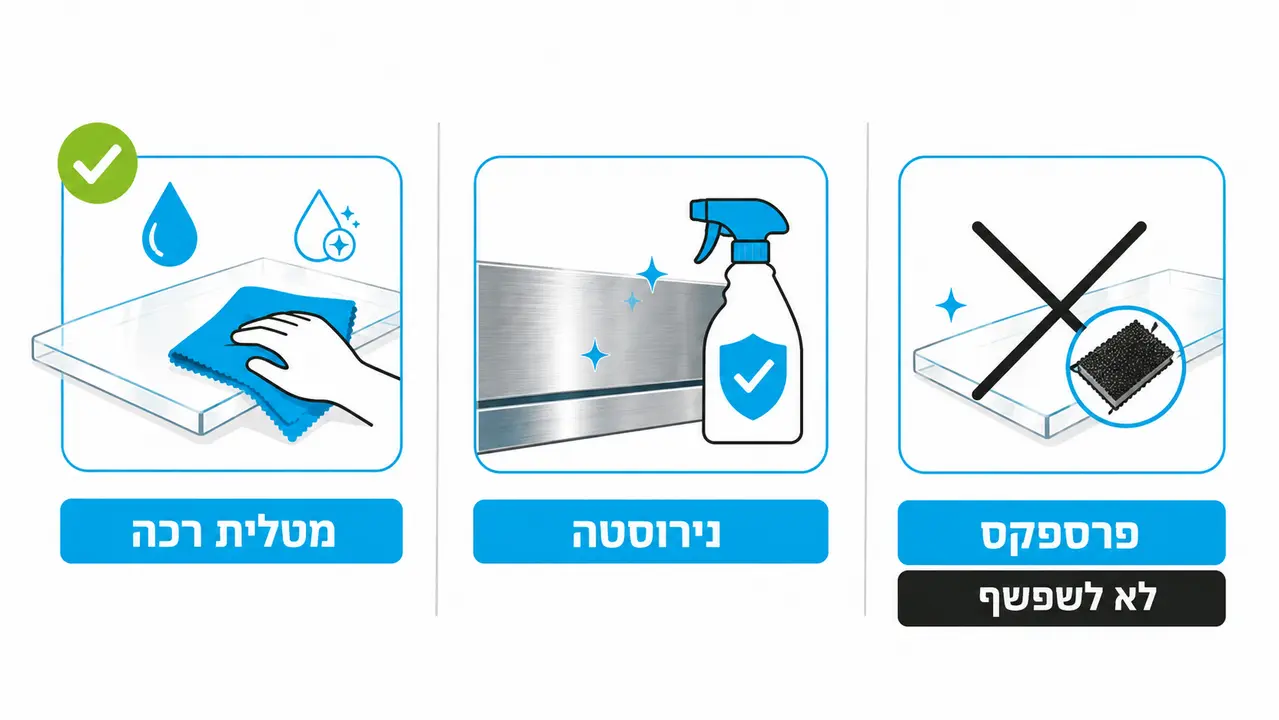 ניקוי כתמי איפור, שמנים ואבק ממתקני תצוגה
