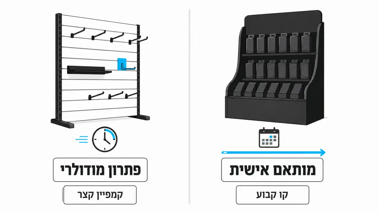 החלטה בין מתקן תצוגה מותאם אישית לפתרון מדף