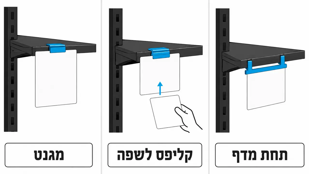 מחזיקי שלטים למדפים