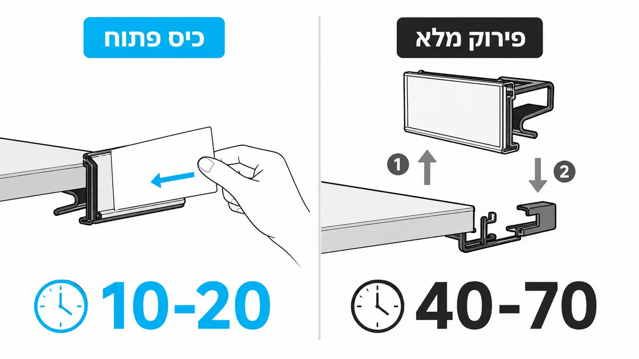 החלפת שילוט מבצעים תכופה על מדפים