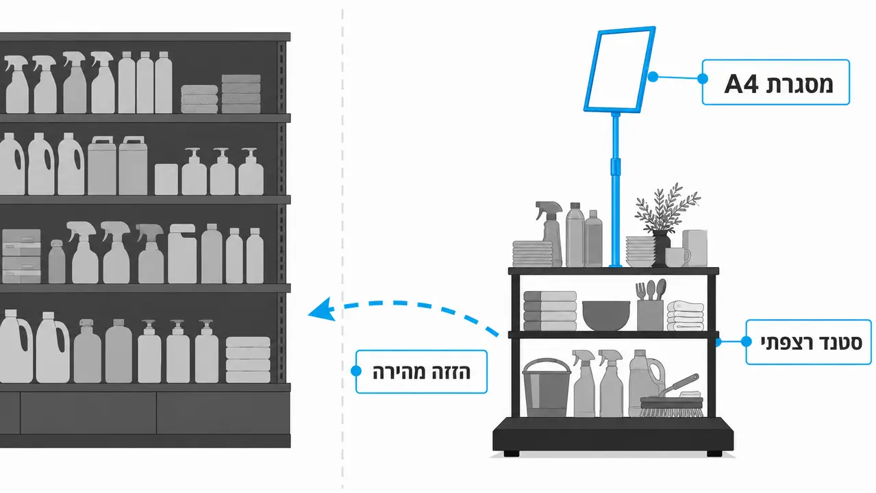 סטנד רצפתי בחנות כלי בית