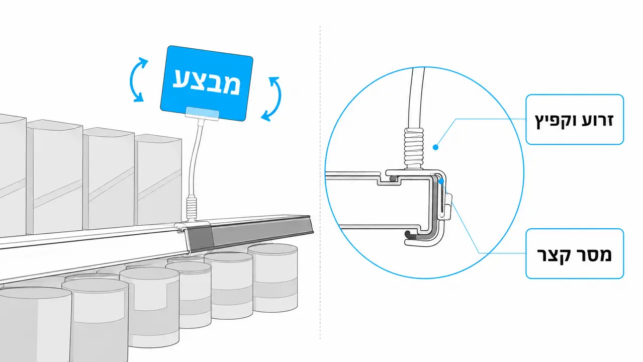 וובלר מוצמד לפס מחיר על מדף
