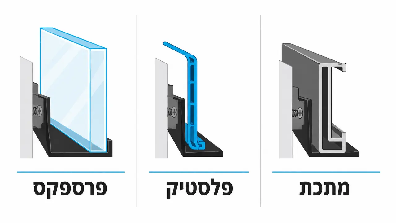 הבדל בין מתקני תצוגה מפרספקס, פלסטיק ומתכת