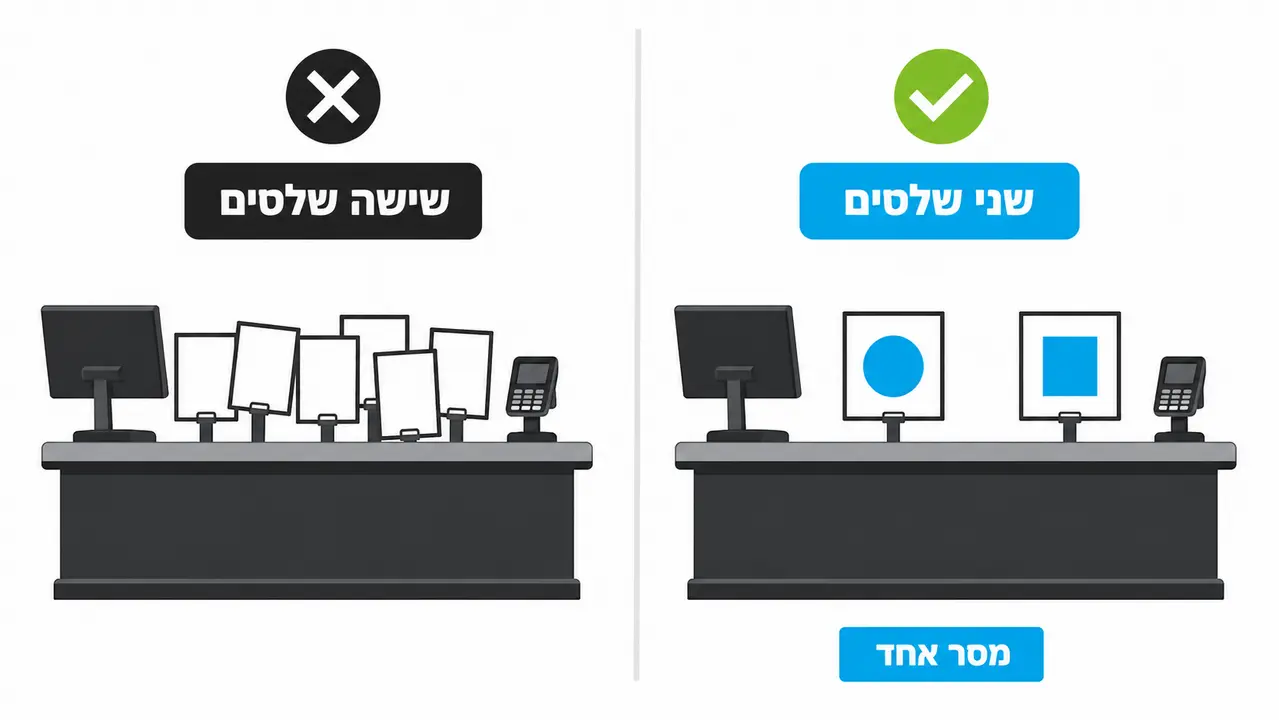 שילוט בקו הקופה בחנות נוחות