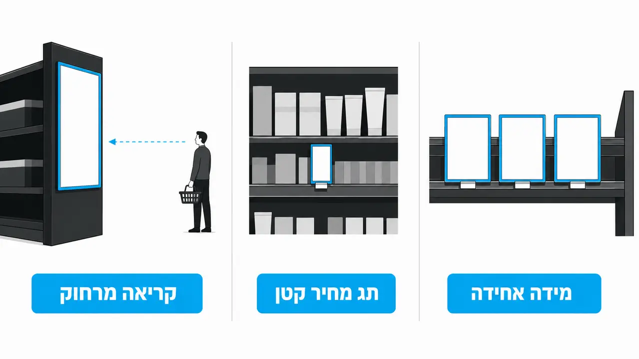 גדלי שלטים בסופר ובפארם