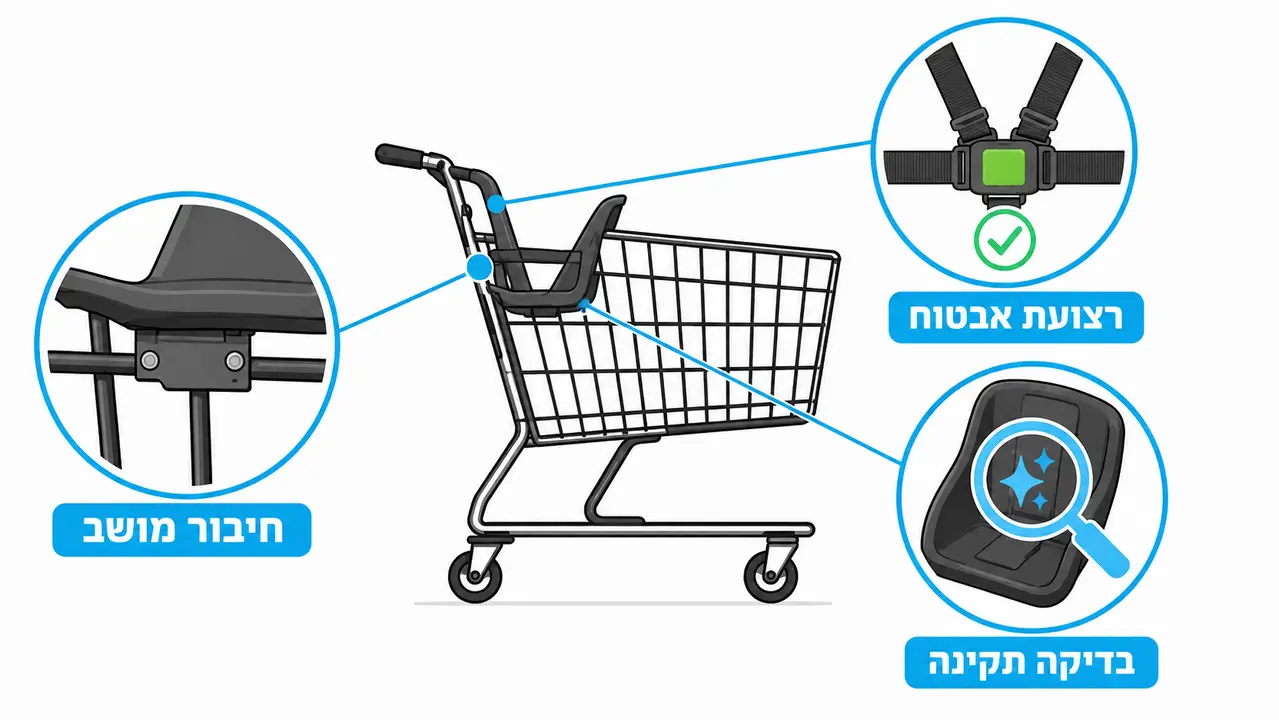 עגלת קניות עם מושב לילד ורצועת אבטוח