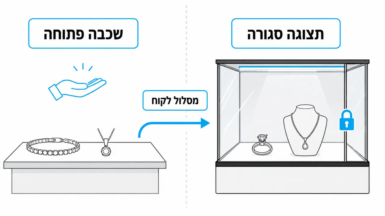 ויטרינת זכוכית לתכשיטים מול חלופות