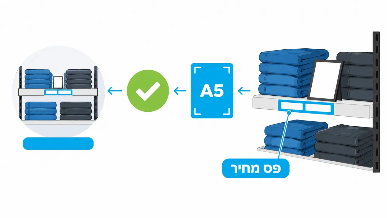 שילוט מחיר ומידות בתצוגת ג'ינס