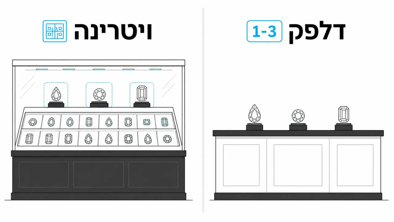 חלוקת אבנים בין הדלפק והויטרינה