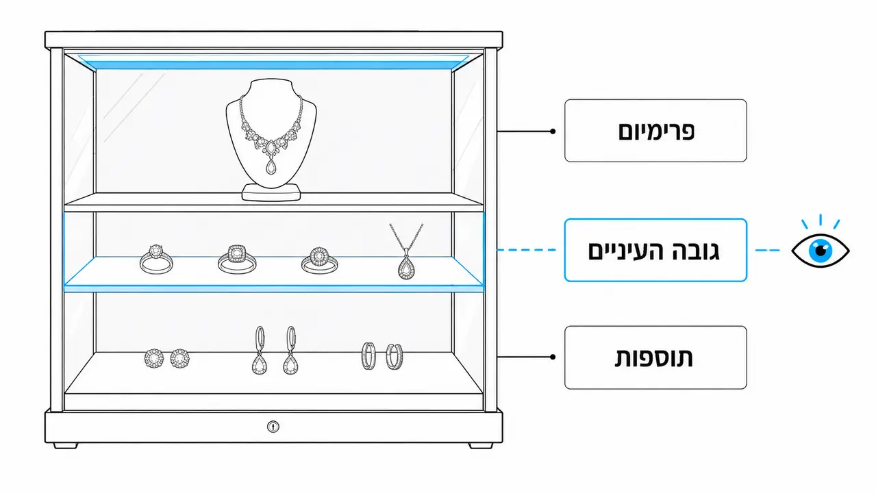 סידור תכשיטים בתוך ויטרינה