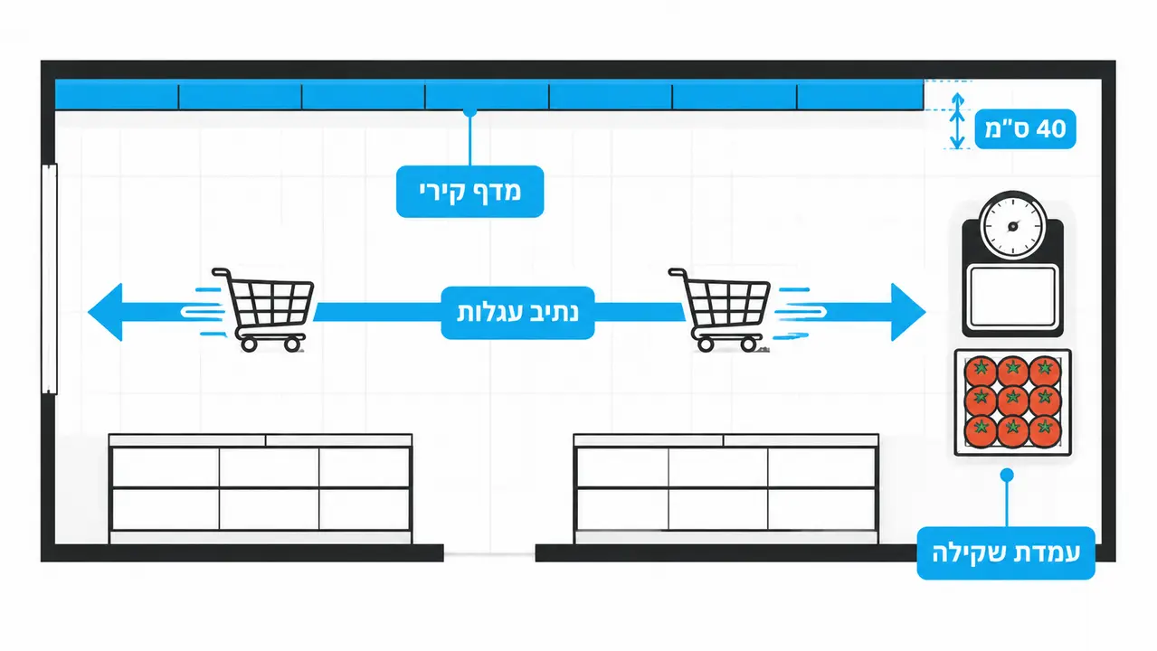 תכנון תצוגת ירקות בחנות קטנה