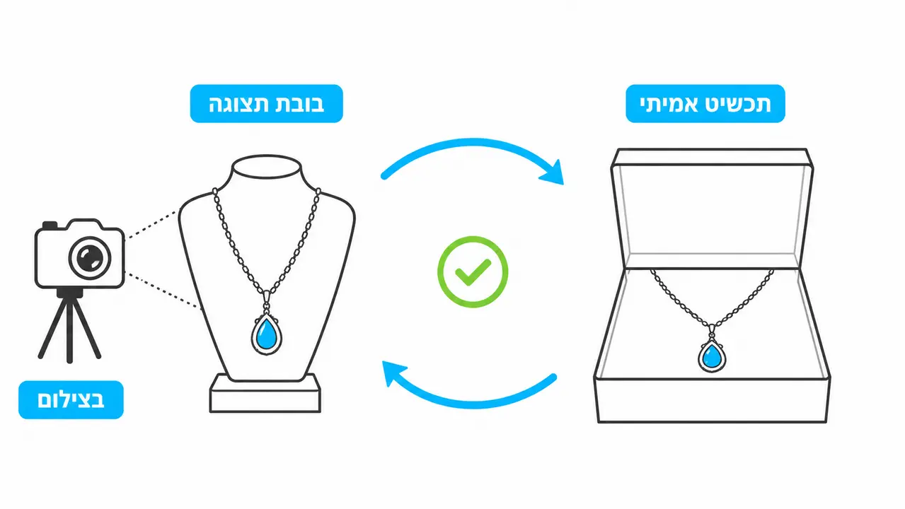 תכשיט מצולם על בובת תצוגה נאמנה למציאות
