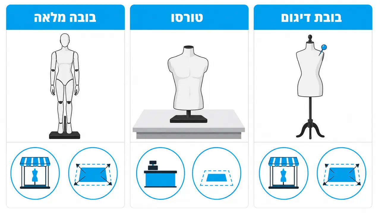 טבלת השוואה בין סוגי בובות תצוגה