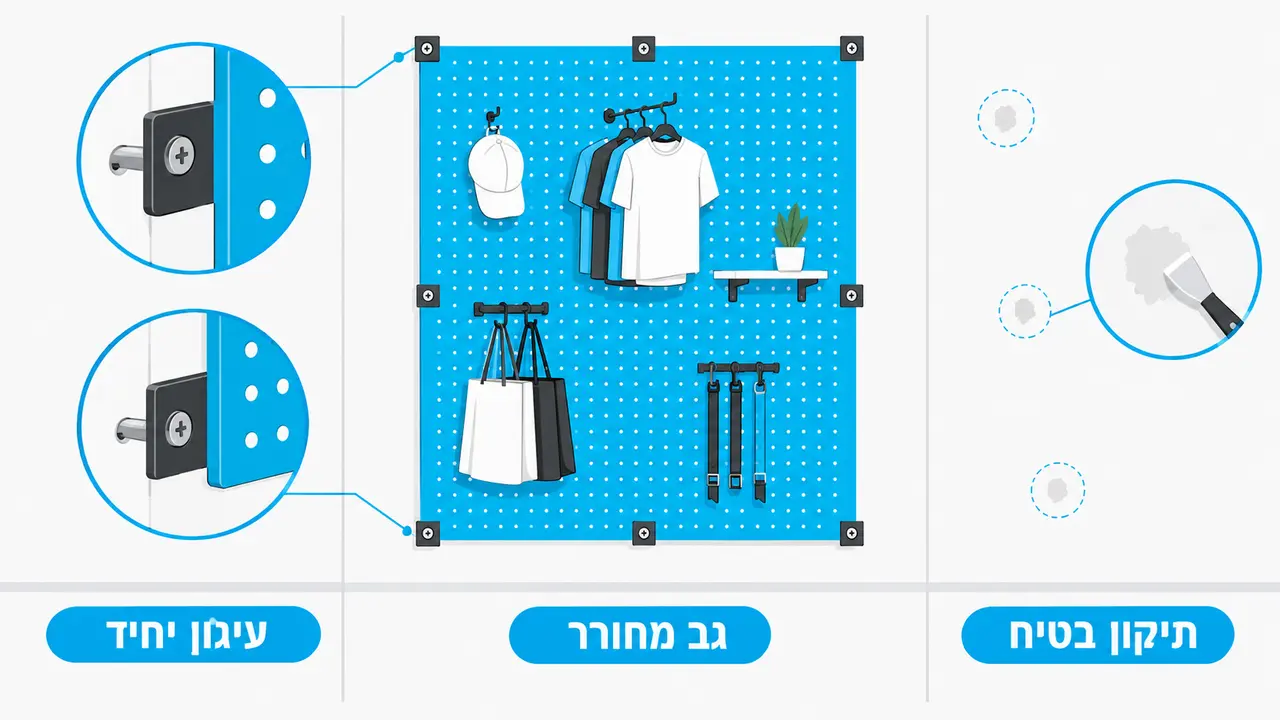תצוגת קיר בחנות שכורה בלי להרוס את הקיר