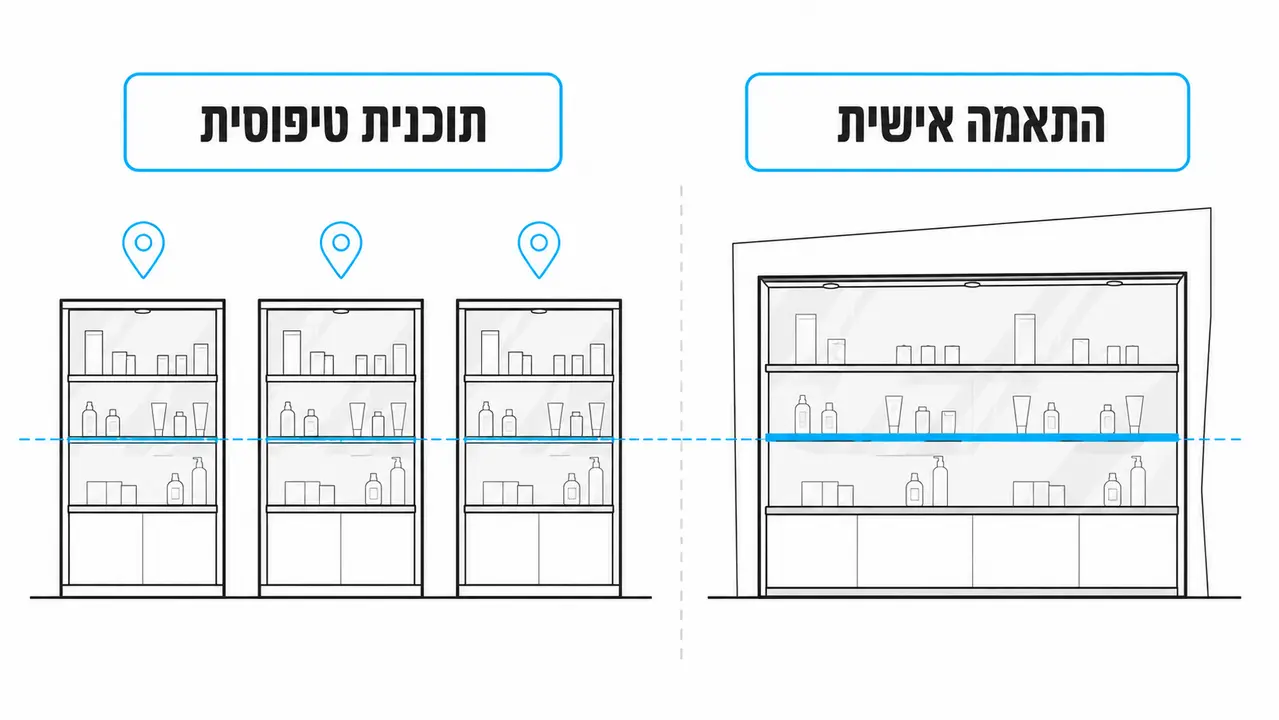 ויטרינה מותאמת לחנות אחת מול סדרה לרשת