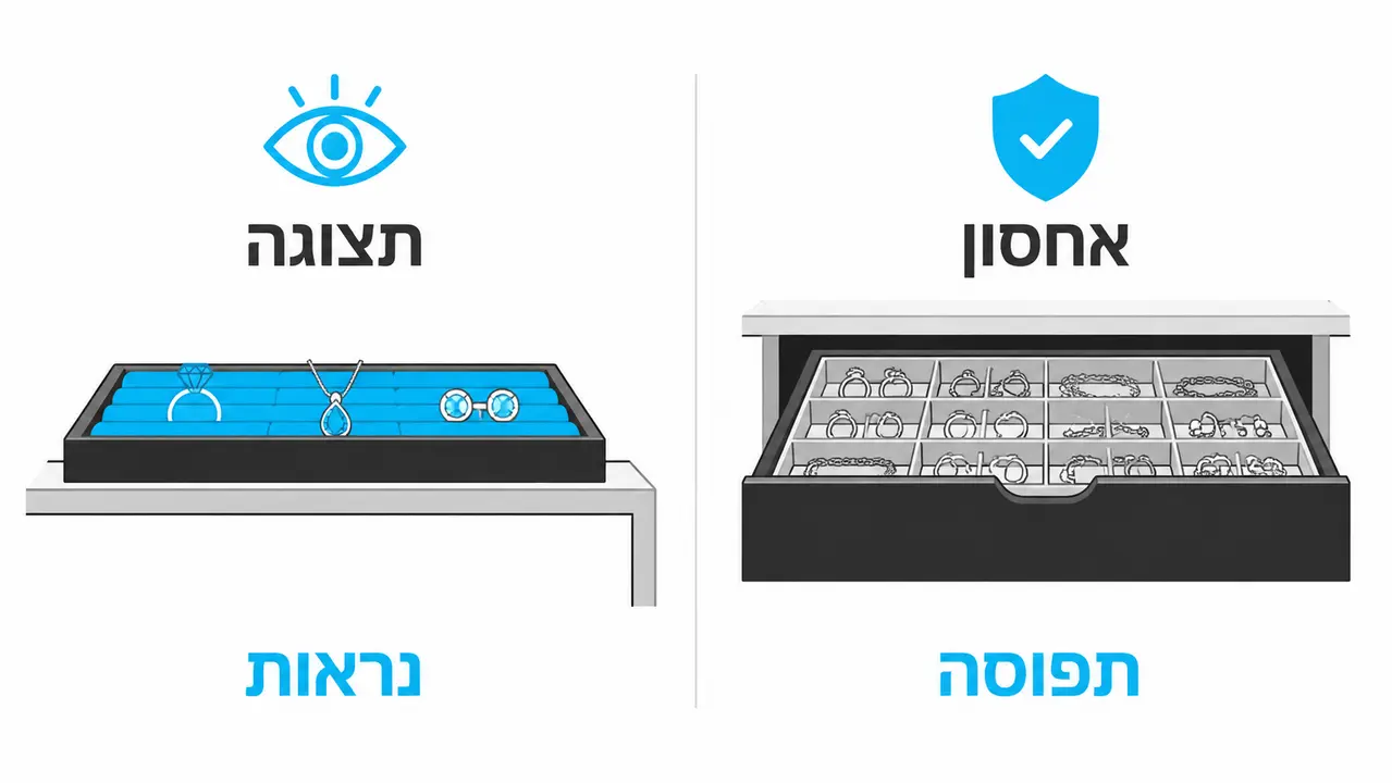 מגש אחסון מול מגש תצוגה