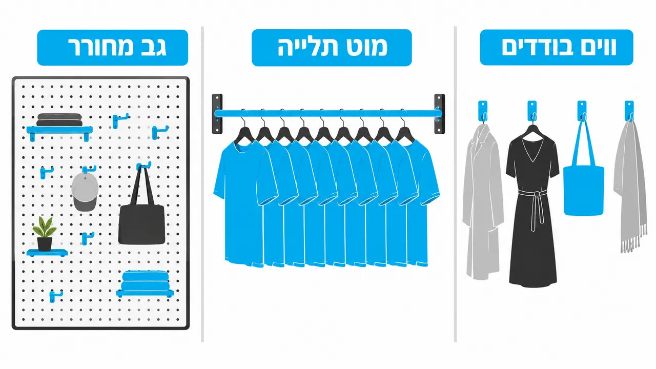 מתקן קיר לבגדים לחנות