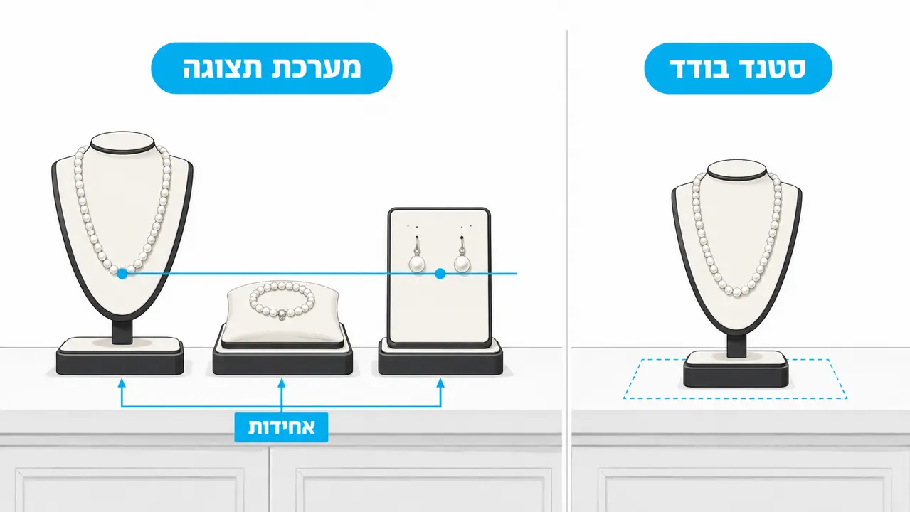 סטנד פנינים מול מתקן תכשיטי פנינים