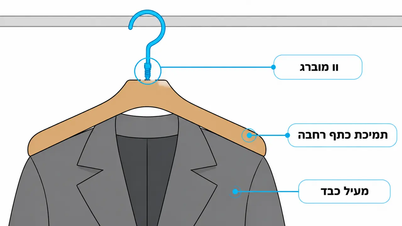 קולב עץ לחנות בגדים