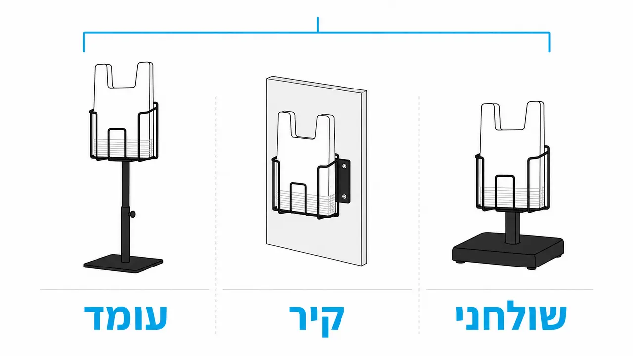 ההבדל בין מחזיק שקיות, סטנד שקיות ומתקן שקיות
