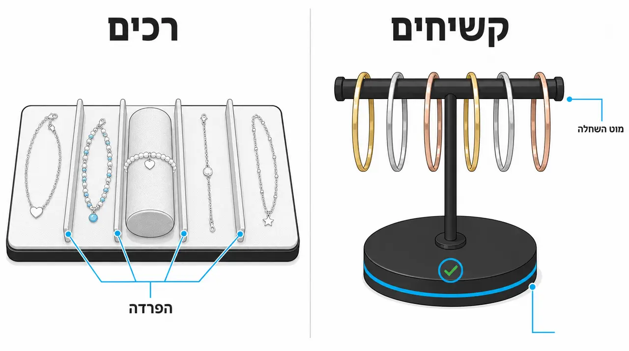 מתקן צמידים לצמידים קשיחים ולצמידים רכים