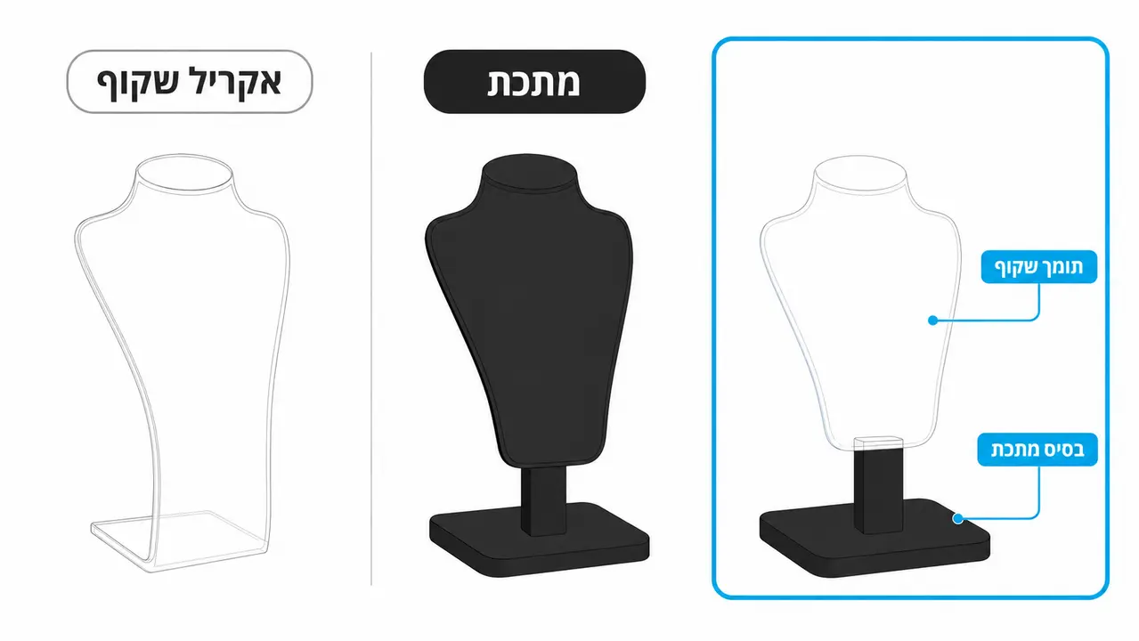 התאמת חומר וצורת מעמד תצוגה לפנינים